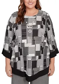 Plus Santa Barbara Patchwork with Solid Black Trim