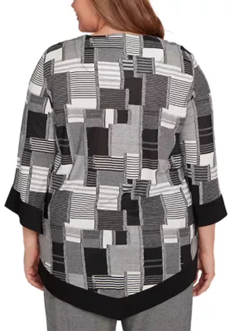 Plus Santa Barbara Patchwork with Solid Black Trim