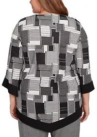 Plus Santa Barbara Patchwork with Solid Black Trim
