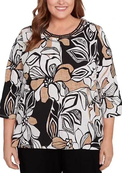 Plus Santa Barbara Leaf Floral Top