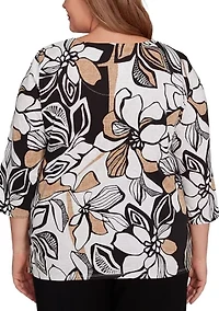 Plus Santa Barbara Leaf Floral Top