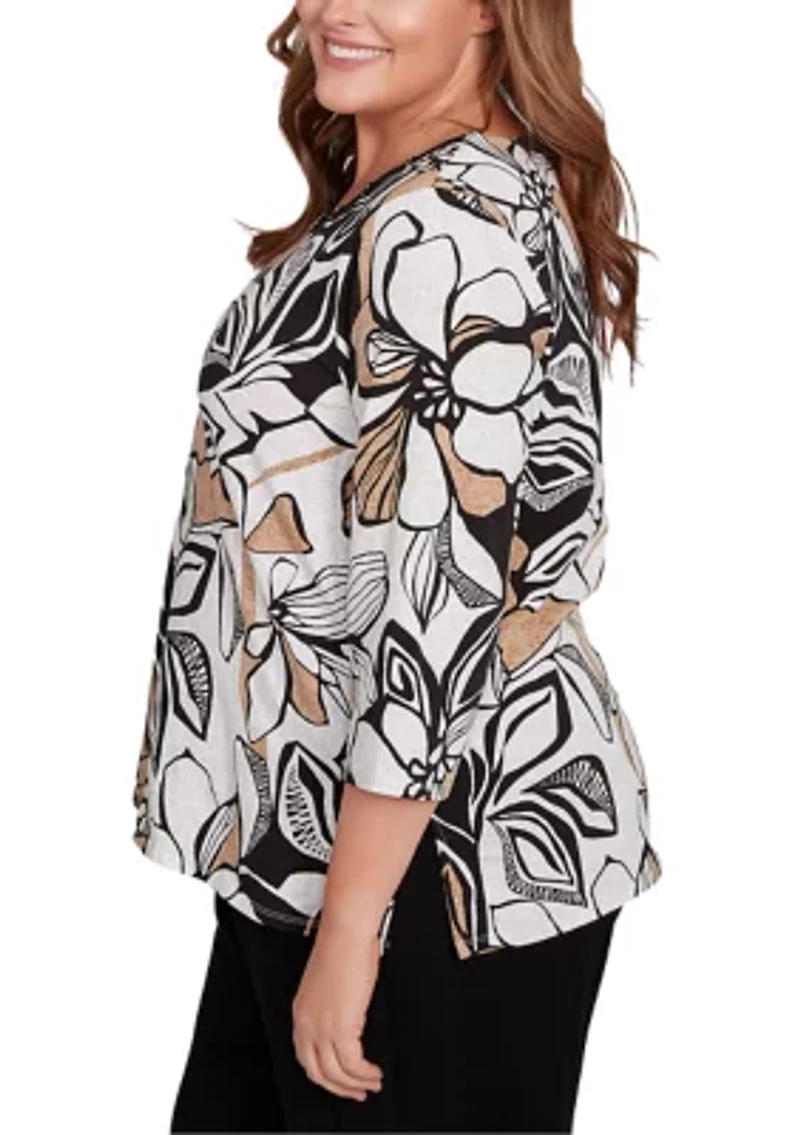 Plus Santa Barbara Leaf Floral Top