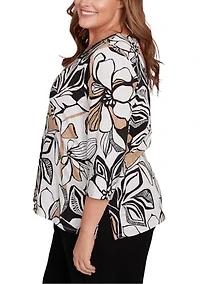 Plus Santa Barbara Leaf Floral Top