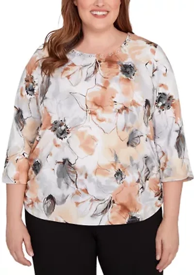 Plus Santa Barbara Watercolor Floral Top