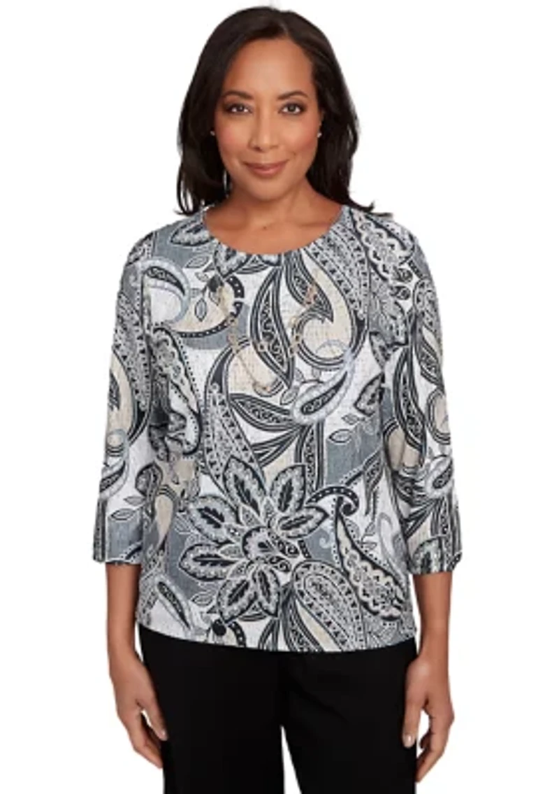 Petite Santa Barbara Reversible Paisley Skin Top