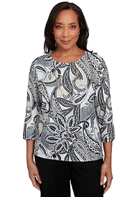 Petite Santa Barbara Reversible Paisley Skin Top