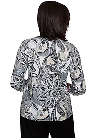 Petite Santa Barbara Reversible Paisley Skin Top