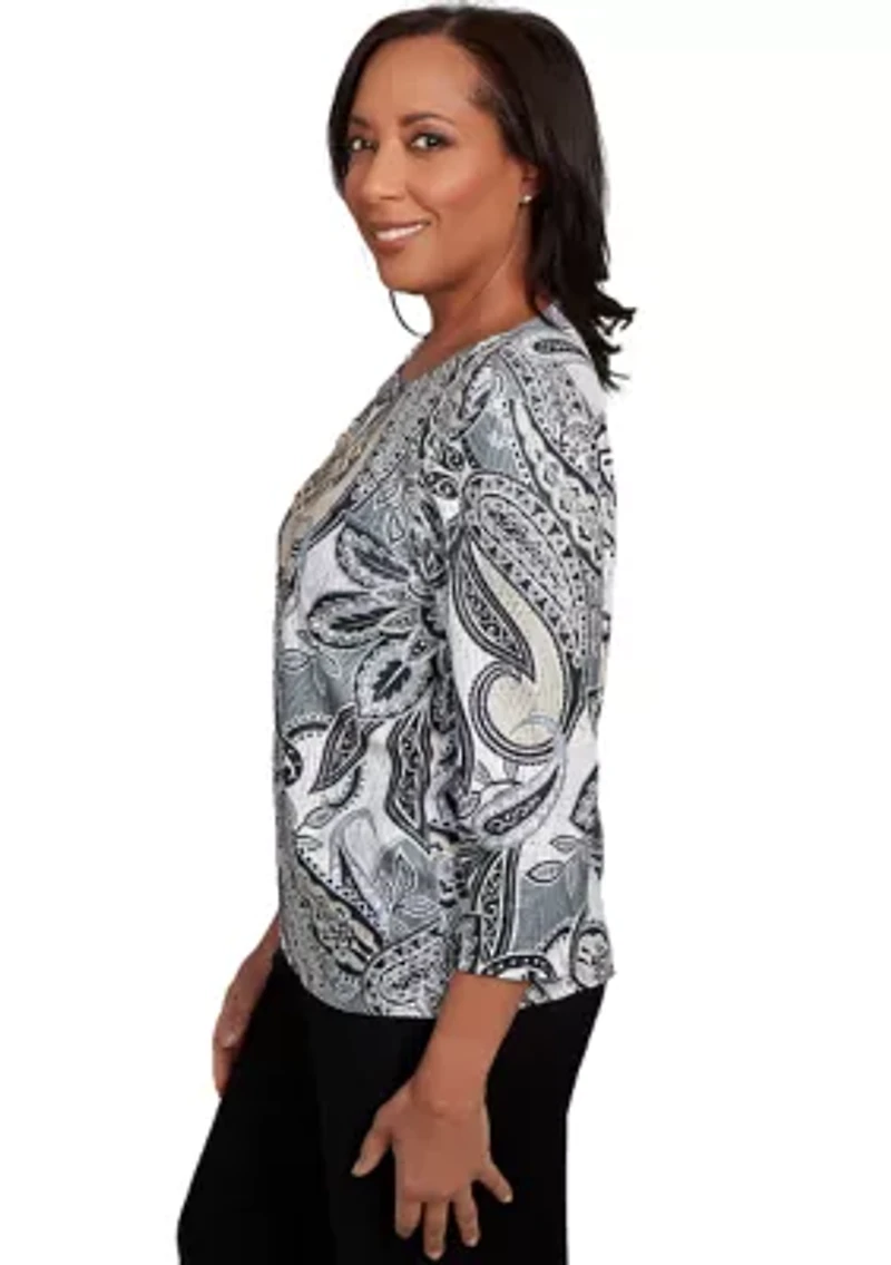 Petite Santa Barbara Reversible Paisley Skin Top