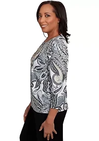 Petite Santa Barbara Reversible Paisley Skin Top