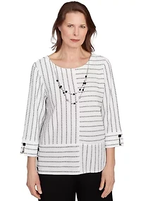 Petite Santa Barbara Spliced Texture Stripe Top