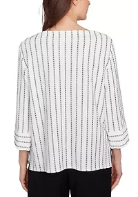 Petite Santa Barbara Spliced Texture Stripe Top