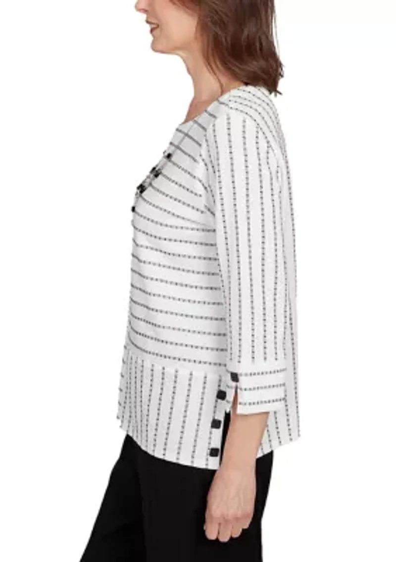 Petite Santa Barbara Spliced Texture Stripe Top