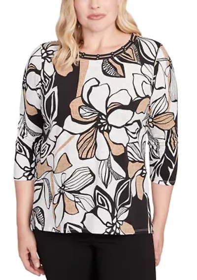 Petite Santa Barbara Leaf Floral Top