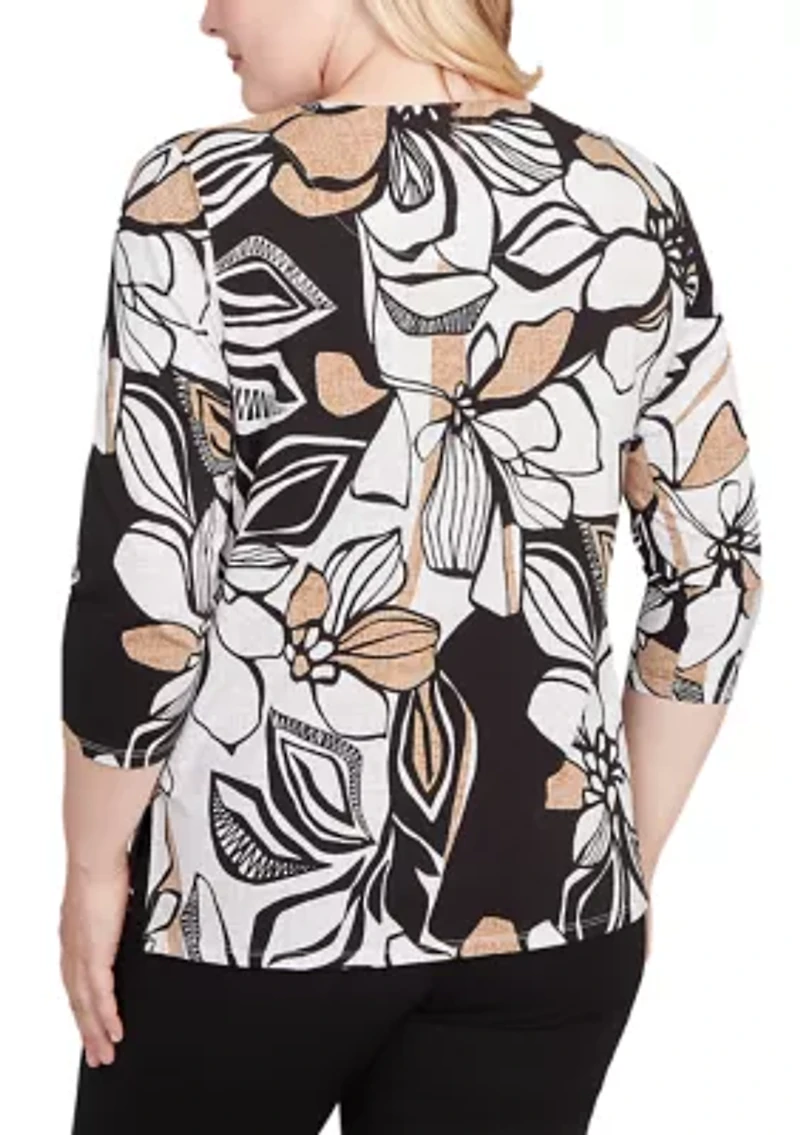 Petite Santa Barbara Leaf Floral Top