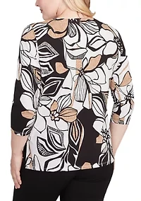 Petite Santa Barbara Leaf Floral Top