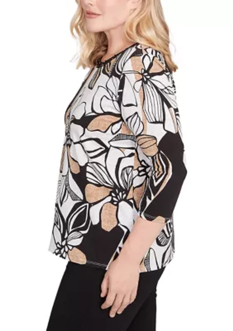 Petite Santa Barbara Leaf Floral Top