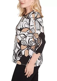 Petite Santa Barbara Leaf Floral Top