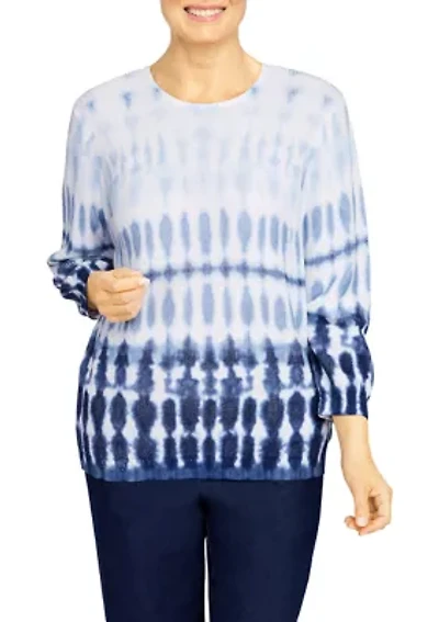 Petite Shenandoah Valley Crew Neck Ombré Tie Dye Sweater