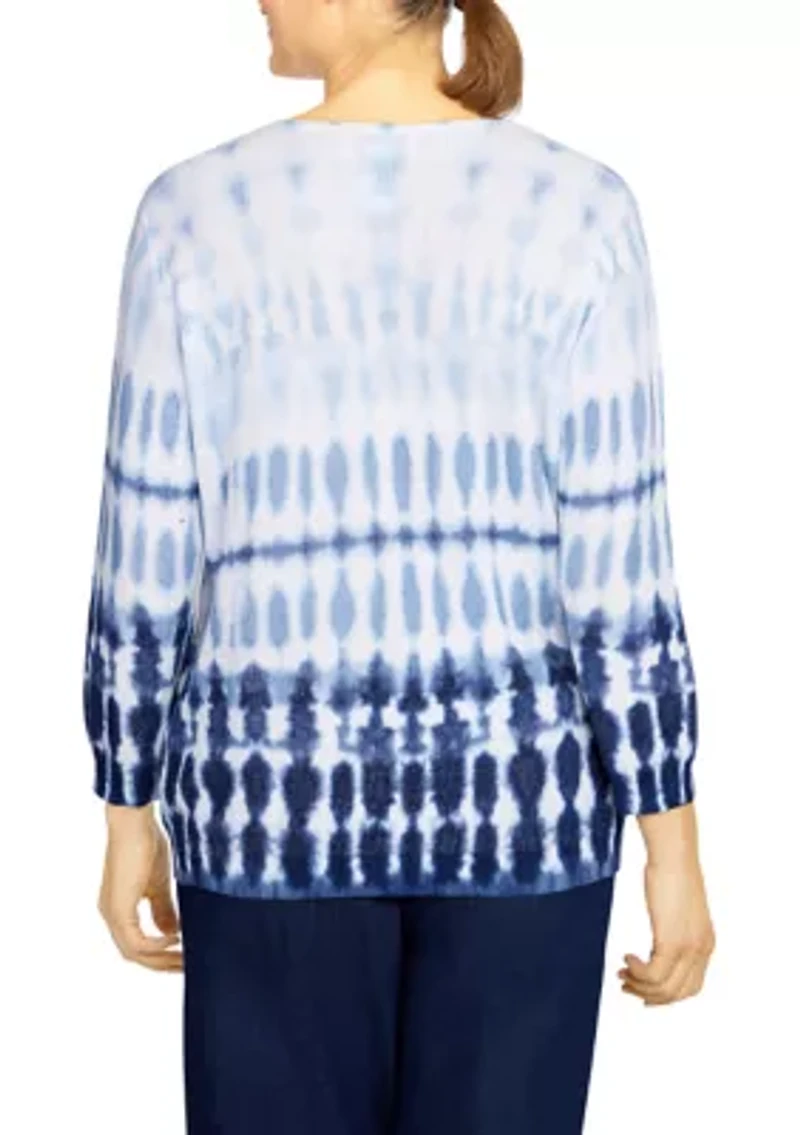 Petite Shenandoah Valley Crew Neck Ombré Tie Dye Sweater