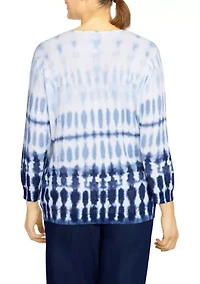 Petite Shenandoah Valley Crew Neck Ombré Tie Dye Sweater