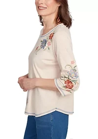 Women's El Paso Asymmetric Flower Embroidery Top
