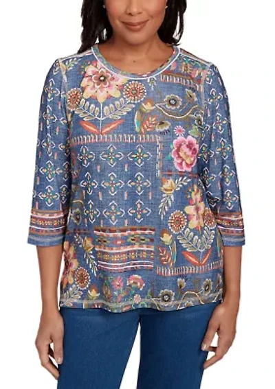 Women's El Paso Denim Floral Patch Top