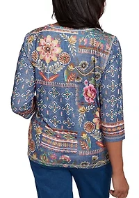 Women's El Paso Denim Floral Patch Top