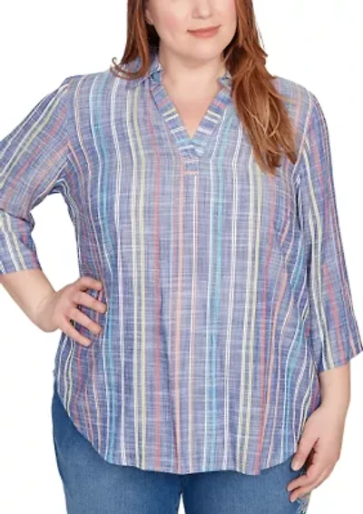 Plus El Paso Texture Multi Stripe Top