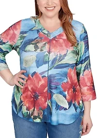 Plus El Paso Drama Floral Top