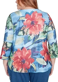 Plus El Paso Drama Floral Top