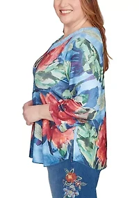 Plus El Paso Drama Floral Top