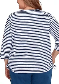 Plus El Paso Floral Yoke Stripe Top