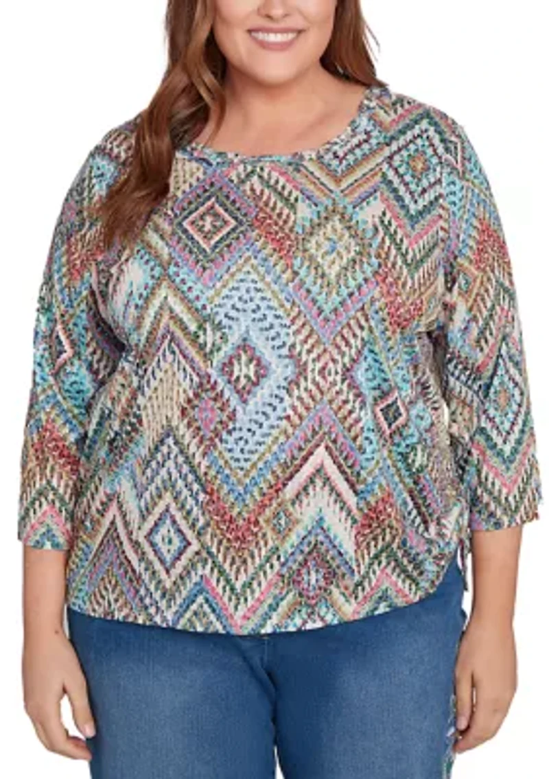 Plus El Paso Ikat Diamond Top