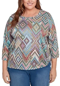 Plus El Paso Ikat Diamond Top