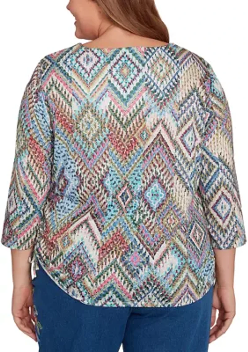 Plus El Paso Ikat Diamond Top