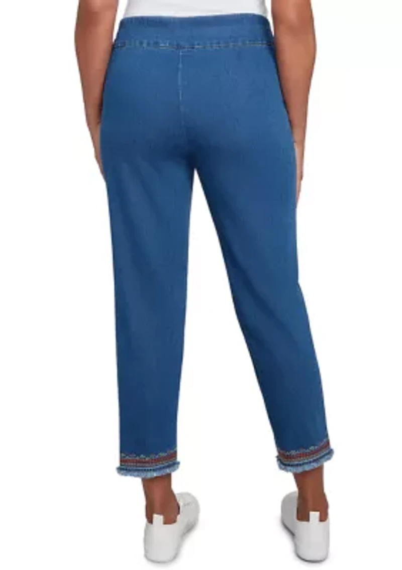 Petite El Paso Border Fringe Ankle Pants
