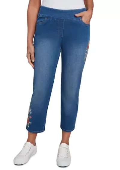 Petite El Paso Floral Embroidered Ankle Pants