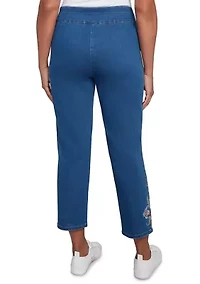 Petite El Paso Floral Embroidered Ankle Pants