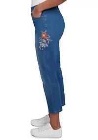 Petite El Paso Floral Embroidered Ankle Pants