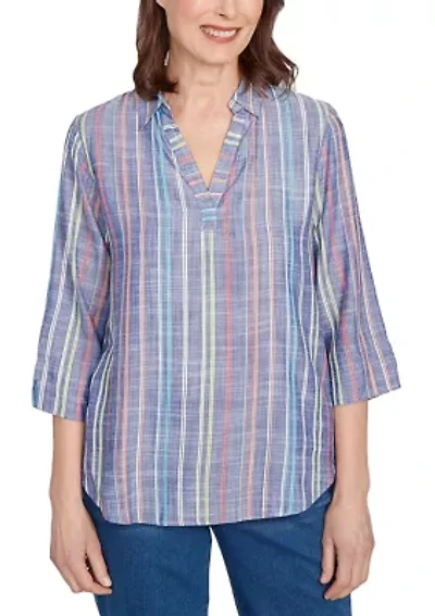 Petite El Paso Texture Multi Stripe Top
