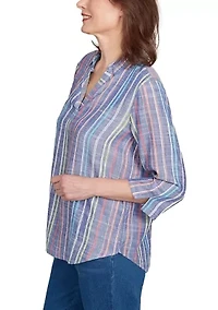 Petite El Paso Texture Multi Stripe Top