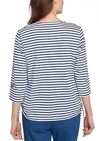 Petite El Paso Floral Yoke Stripe Top