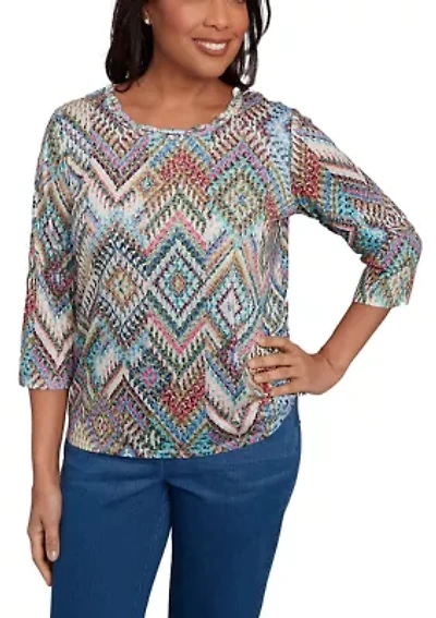 Petite El Paso Ikat Diamond Top