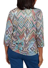 Petite El Paso Ikat Diamond Top