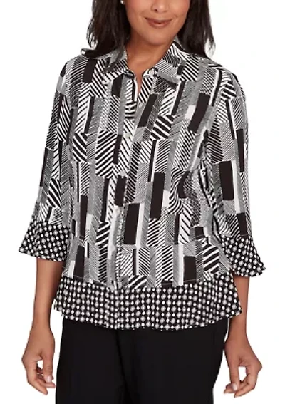 Women's Business As Usual Zebra Geo Twin Print Top