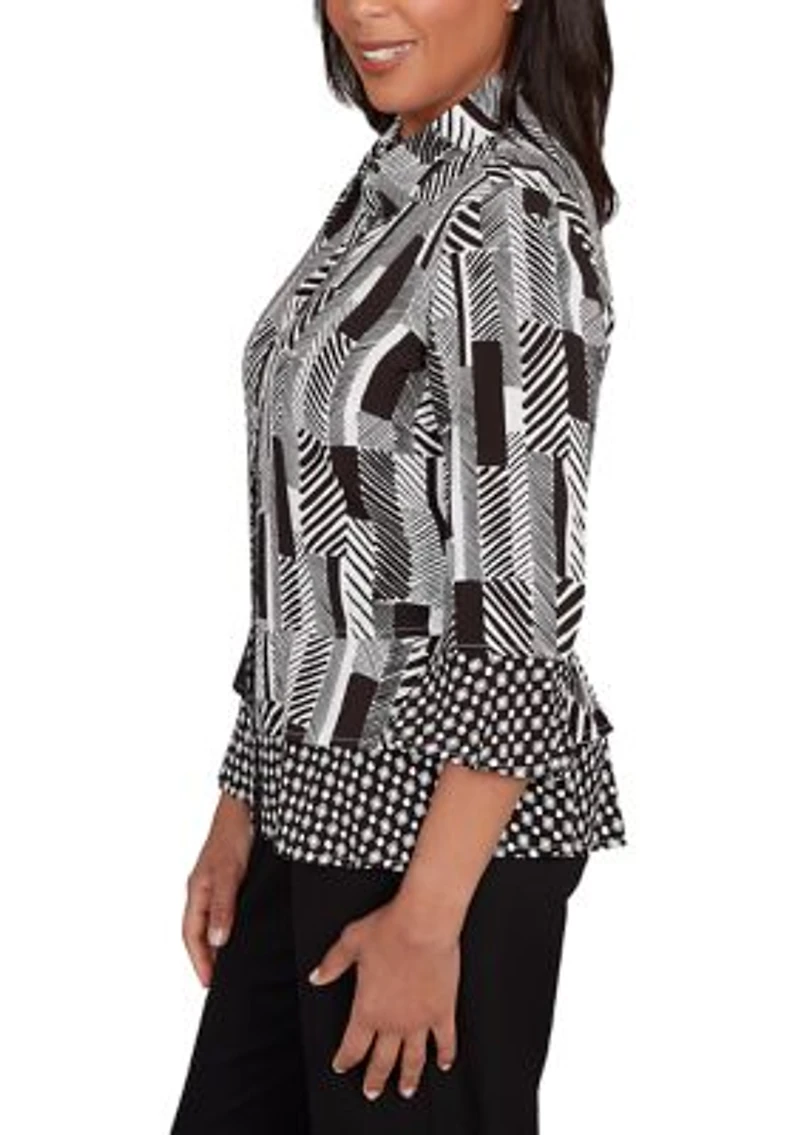 Women's Business As Usual Zebra Geo Twin Print Top
