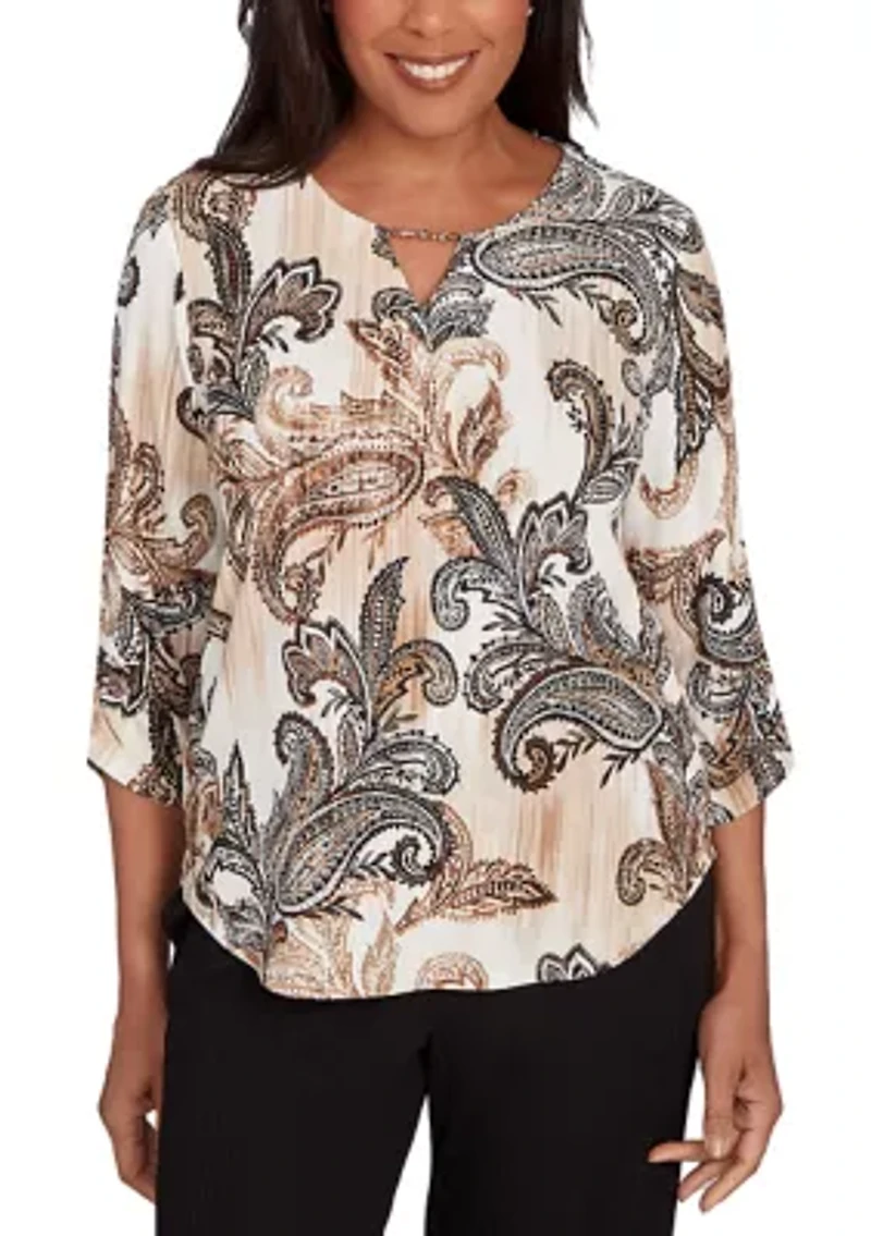 Women's Business As Usual Paisley Texture Top