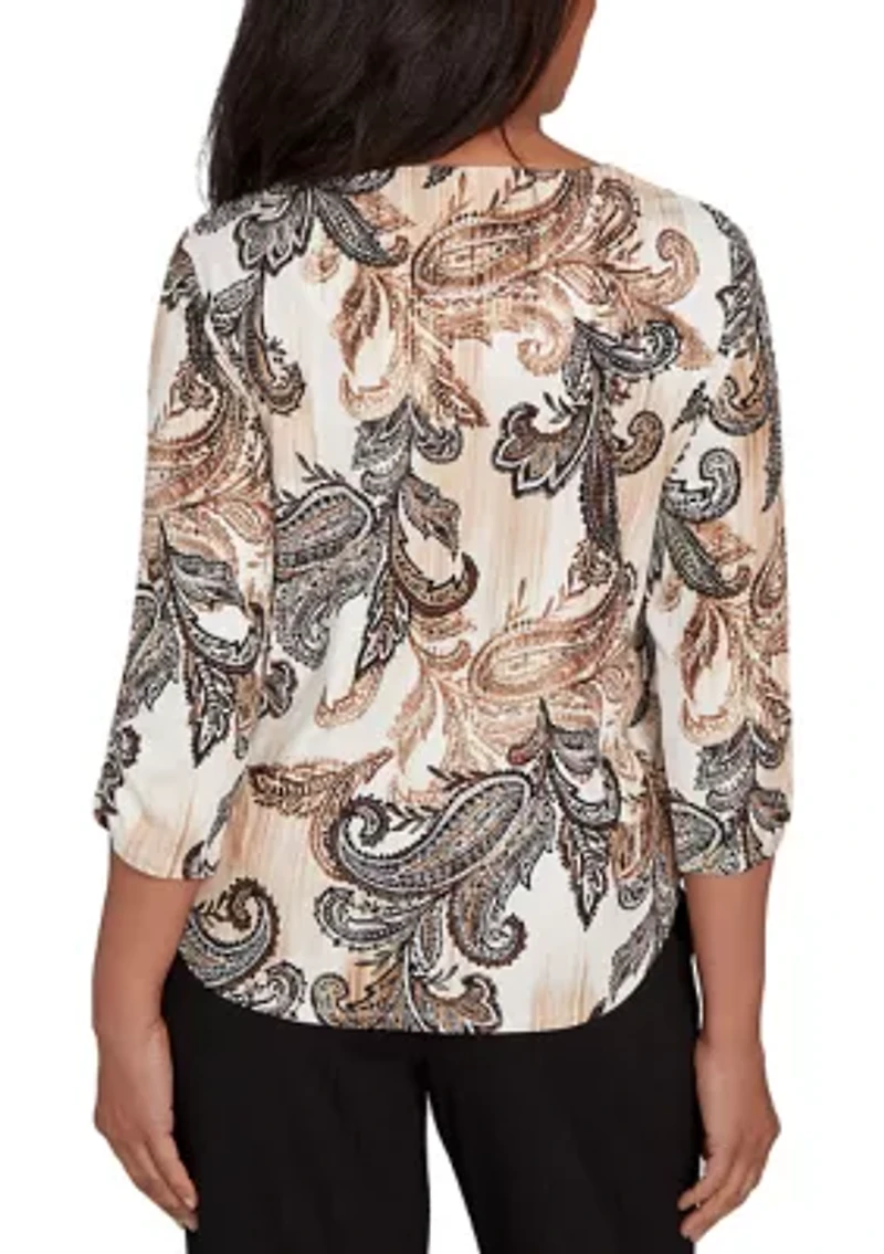 Women's Business As Usual Paisley Texture Top