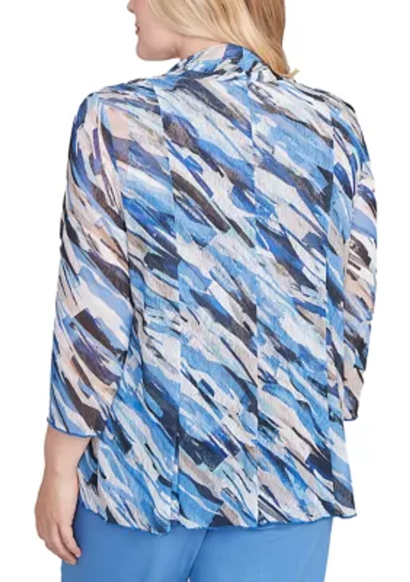 Women's  Business As Usual Texture Mesh Print Two One Top
