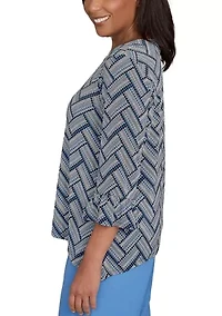 Women's  Business As Usual Chevron Texture Top